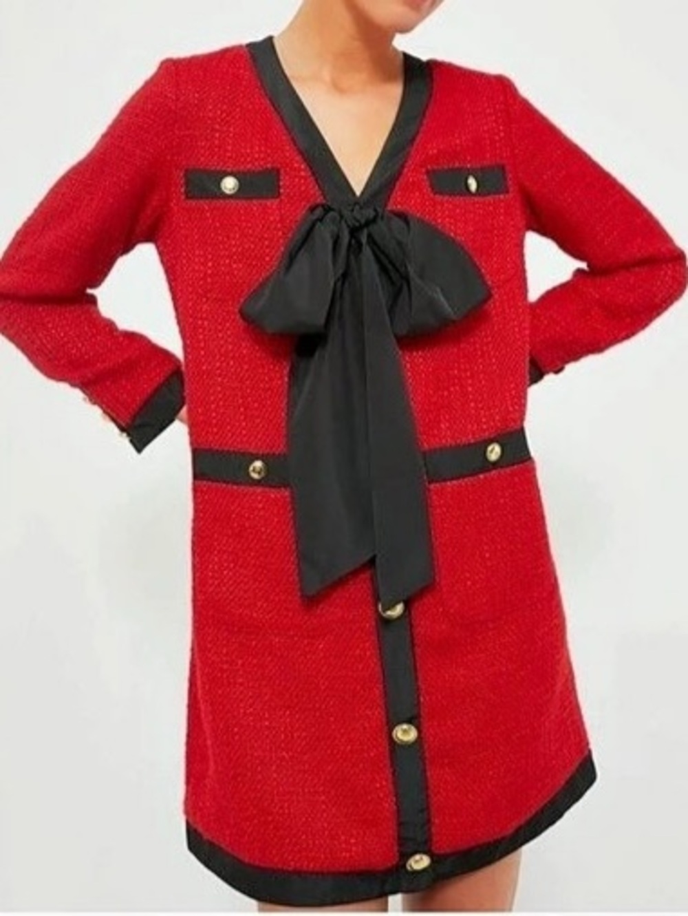 Pomander Place Margot Tweed Dress Red & Black Mini ❤️